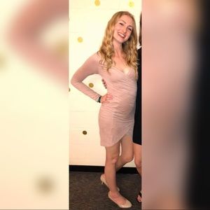 Forever 21 Dresses - Pale pink suede bodycon v-neck dress size small Forever 21 Dresses - Pale pink suede bodycon v-neck dress size small